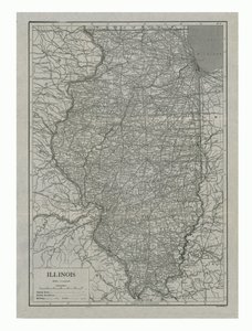 Illinoisin kartta, USA, 1910-luku.