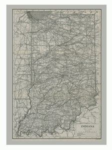 Indianan kartta, USA, 1900-luku