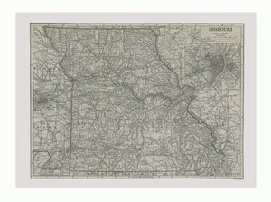Missourin kartta, USA, 1900-luku. tekijältä Emery Walker
