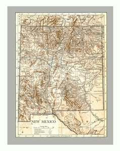 New Mexicon kartta, 1900-luku. tekijältä Emery Walker