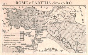 Rooma v. Parthia, noin 50 eaa., n. 1915. tekijältä Emery Walker Ltd