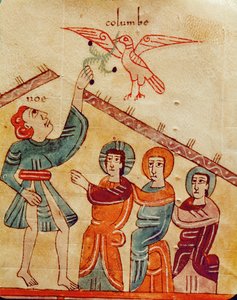 Nooa ottaa oliivinoksan kyyhkyn nokasta tekijältä Emeterio the Monk