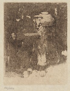 Asetelma kuparilla ja sipulilla tekijältä Emil Carlsen