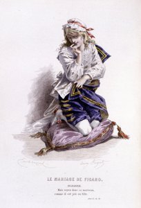 Edouard Fournierin Beaumarchaisin (1732-1799) täydellinen teos. piirustus Emile Bayard. Ed. Laplace, Sanchez et Cie, Pariisi 1876. Tämä on Suzanne elokuvassa "Figaron häät" tekijältä Emile Antoine Bayard