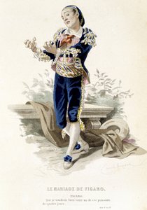 Figaro teoksessa "" The Marriage of Figaro"" - teoksessa "" Complete Works of Beaumarchais"", piirustukset Emile Bayard, toim. Laplace Sanchez & cie, Pariisi tekijältä Emile Antoine Bayard