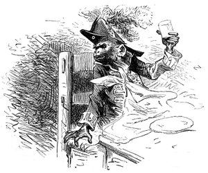 Emile Bayardin kuvitus Hector Malotin romaanille "" Sans Famille ": Joli-Coeur (kaunis sydän), Monsieur Vitalisin seurueen oppinut apina, matkustava taiteilija - katumuusikko, saltibank - Hetzel Edition 1880 - tekijältä Emile Antoine Bayard