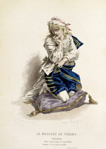 Suzanne teoksessa "" The Marriage of Figaro"" - teoksessa "" Complete Works of Beaumarchais"", Emile Bayardin piirustukset, toim. Laplace Sanchez & cie, Pariisi tekijältä Emile Antoine Bayard