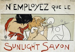 Käytä vain Sunlight-saippuaa, äiti hoitaa lapsensa wc:tä ja pyykkiä pidennettynä - Berchmans, 1800-luvun loppu tekijältä Émile Berchmans