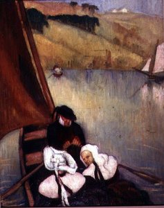Bretagnelaisia naisia lauttaveneessä, noin 1900 (öljy kankaalle) tekijältä Emile Bernard