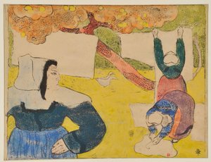 Bretonilaiset ripustamassa pyykkiä tekijältä Emile Bernard