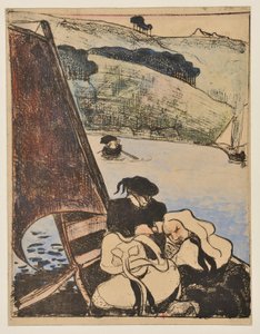 Bretagnelaisia veneessä Avenjoella tekijältä Emile Bernard