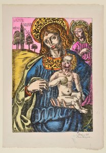 Sainte Marie Mutter Gottes: Die Jungfrau und der Engel mit Nimbus tekijältä Emile Bernard