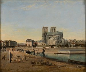 Notre-Damen apsi Quai de la Tournellesta katsottuna, 1860. tekijältä Emile Harrouart
