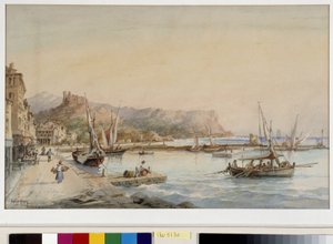 Näkymä Cassisin satamasta Akvarelli Emile Henry (1822-1920) Fondation terveisin Provence, Marseille tekijältä Emile Henry