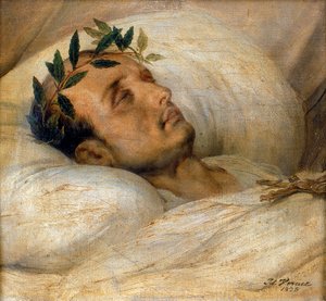 Napoleon kuolinvuoteellaan toukokuussa 1821.