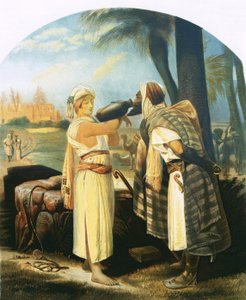 Rebekka antaa palvelijalle juotavaa tekijältä Emile Jean Horace Vernet