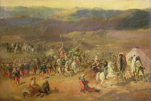 Abd-el-Kaderin seuran vangitseminen (1808-83) tai Islyn taistelu 14. elokuuta 1844, 1844-63 tekijältä Emile Jean Horace Vernet