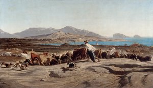 Näkymä Marseillesta, päiväkävelyllä Aygaladeissa - Emile Loubonin maalaus (1809-1863)