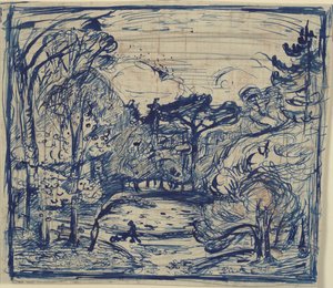 Skovinterieur med braendehugger. Côte de Grace, Honfleur. tekijältä Emile Othon Friesz