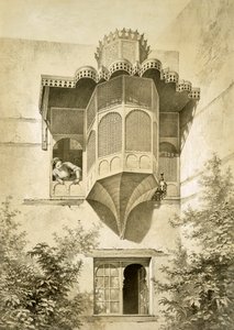 Kairo: Talo nimeltä Beyt El-Emyr (hieman rappeutunut), 1800-luku tekijältä Emile Prisse d