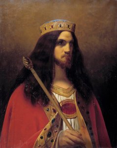 Muotokuva Childeric III:sta, Neutrian, Austraasian, Burgundin ja frangien kuninkaasta (k. 754) Emile Signolin (1804-1892) maalaus 1825-1850 su. 0,92 x 0,74 m. Versailles, linnamuseo