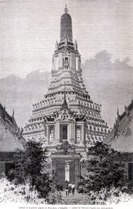 Suuren Wat-Chanin pagodin portaali, Bangkok. Piirustus Thérond.