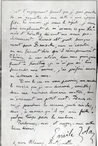 Zolan kirje Edouard Manetille (1832-83) 1868 (kynä ja muste paperille) tekijältä Emile Zola