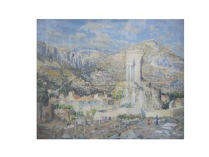 Roomalainen monumentti, La Turbie (öljy kankaalle)