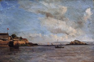 Douarnenez, meri, elokuu 1865 (öljy kankaalle) tekijältä Emmanuel Lansyer