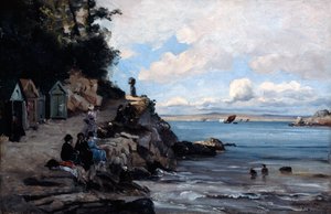 Lauantai Womans Bathing Beachillä, 1876. tekijältä Emmanuel Lansyer