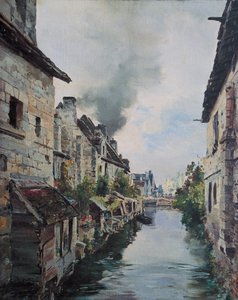 Beaulieun kanava, näkymä sillalle tiellä Lochesista Beaulieuhun. 1891 (öljy kankaalle) tekijältä Emmanuel Lansyer