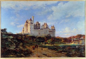 Näkymä Pierrefondsin linnasta Oise-maalauksessa Emmanuel Lansyer (1835-1893) 1800-luvun Beauvais. Musee Departemental de l