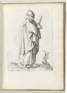 Espanjalainen maalaisnainen (otsikko esineessä) Vrouw naar rechts, gekleed espanjaksi kleding ca. 1550 Aikamme eri kansojen asenteet (sarjan nimi) tekijältä Enea Vico