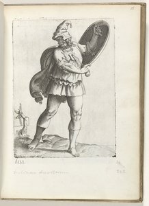 Espanjalainen krijgsman n. 1550 Aikamme eri kansojen asenteet (sarjan nimi) tekijältä Enea Vico