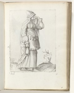 Tartara (otsikko esineessä) Tartaarse vrouw, ca. 1550 Aikamme eri kansojen asenteet (sarjan nimi) tekijältä Enea Vico