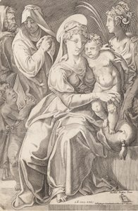 Pyhä perhe Pyhän Annan ja Pyhän Katariinan kanssa, 1542, julkaistu 1627-50. tekijältä Enea Vico