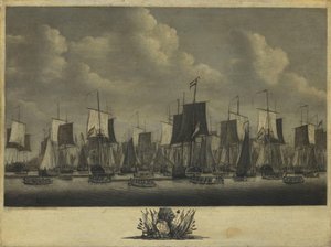 Laivasto lähtee Vlissingenin satamasta, 1804 tekijältä Engel Hoogerheyden