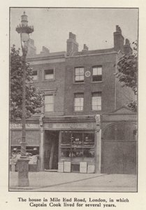 88 Mile End Road, Lontoo, talo, jossa englantilainen tutkimusmatkailija kapteeni James Cook asui vuodesta 1764 kuolemaansa asti (m/v kuva) tekijältä English Photographer