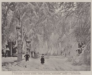 Kanadalainen talvimaisema, West Avenue, Hamilton, lumimyrskyn jälkeen tekijältä English Photographer