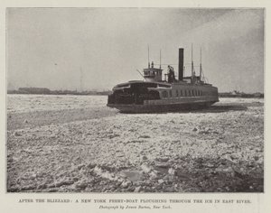 Blizzardin jälkeen New York Ferry-Boat kynsi jään läpi East Riverissä tekijältä English Photographer