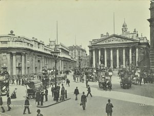 Bank of England ja Royal Exchange, Threadneedle Street, Lontoon kaupunki, 1890 tekijältä English Photographer