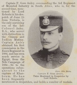 Kapteeni F Gore Anley, joka mainittiin kahdesti lordi Robertsin Despatchesissa tekijältä English Photographer