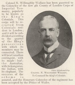 Eversti N Willoughby Wallace komentamaan Kings Colonialsia tekijältä English Photographer