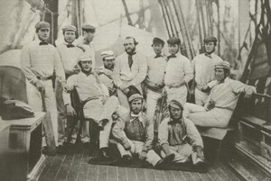 Ensimmäinen englantilainen krikettijoukkue Amerikkaan, 7. syyskuuta 1859 (b/w kuva) tekijältä English Photographer