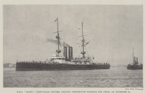HMS Glory, ensimmäisen luokan risteilijä, lähtee Portsmouthin satamasta Kiinaan 24. marraskuuta tekijältä English Photographer