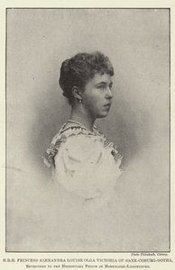 HRH Saxe-Coburg-Gothan prinsessa Alexandra Louise Olga Victoria, kihlattu Hohenlohe-Langenburgin perinnölliselle prinssille tekijältä English Photographer