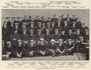 Kotiin Kiinasta, amiraali Sir E H Seymour ja HMS Centurionin upseerit