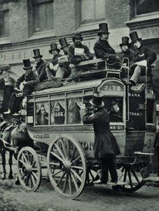 London Bridge Railwayn hevosvetoinen omnibus matkustajien kanssa, 1880 tekijältä English Photographer