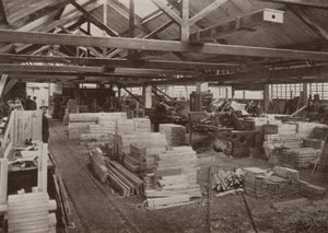 Puusepäntehdas, Burton-on-Trent: Näkymä puusepän konepajasta nro 2 (b/w kuva) tekijältä English Photographer