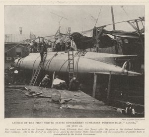 Yhdysvaltain hallituksen ensimmäinen sukellusvene, torpedo-vene, Adder, 22. heinäkuuta tekijältä English Photographer